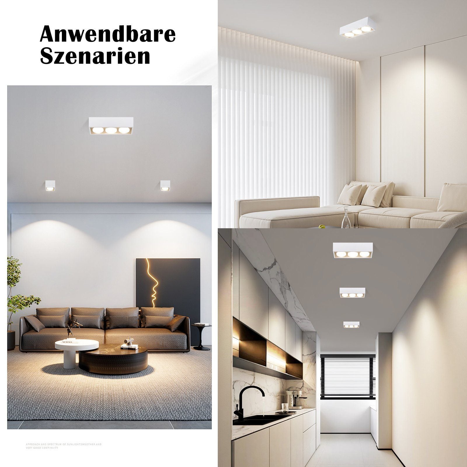 NETTLIFE 3 Plafones LED de Superficie Blanco Cálido Regulable Cuadrado 3x5W GX53 para Cocina Salón Comedor Dormitorio Pasillo - 9