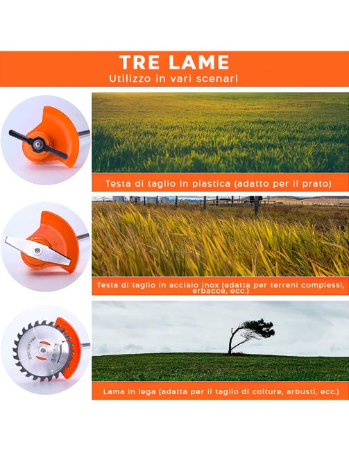 Decespugliatore A Batteria 12V - Leggero, Telescopico Con 3 Lame Per Giardino - Foto 7