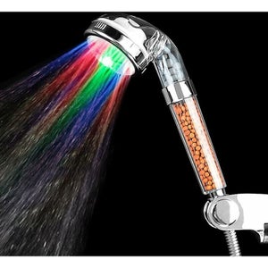 Pommeau De Douche LED Avec Changement De Couleurs | Haute Pression | Économise 40% D'eau | Alimentation Par Turbine Eau