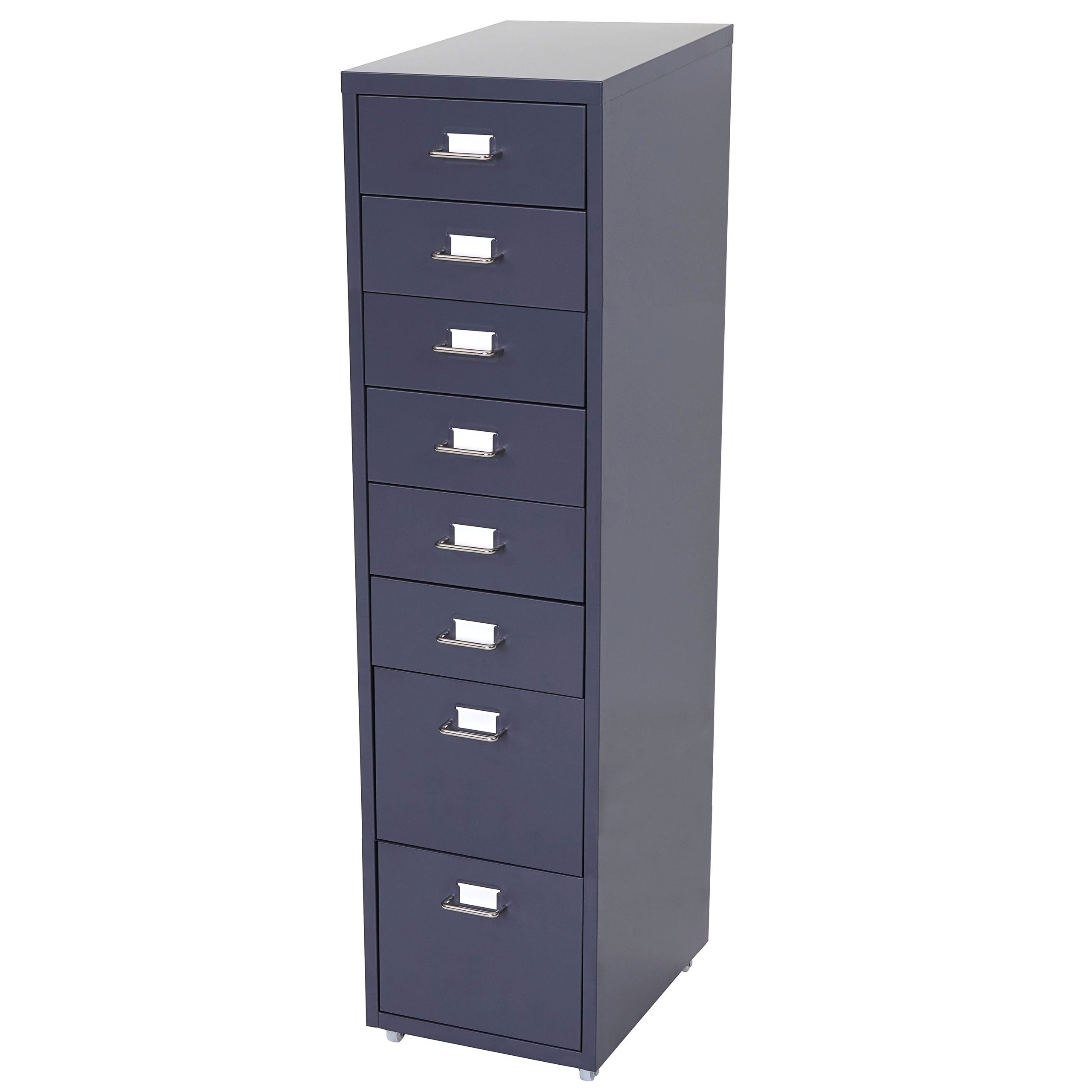 Caisson à roulettes Boston T851, placard à tiroirs en acier, 109x28x44 cm 8 tiroirs ~ gris foncé - 4