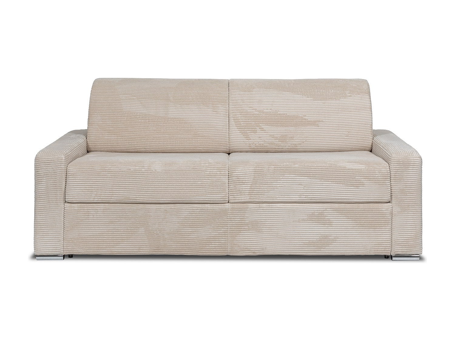 Kanapa 4-osobowa rozkładana typu express z beżowego sztruksu - Miejsce do spania z szerokimi listewkami 160 cm - Materac 18 cm - CALITO