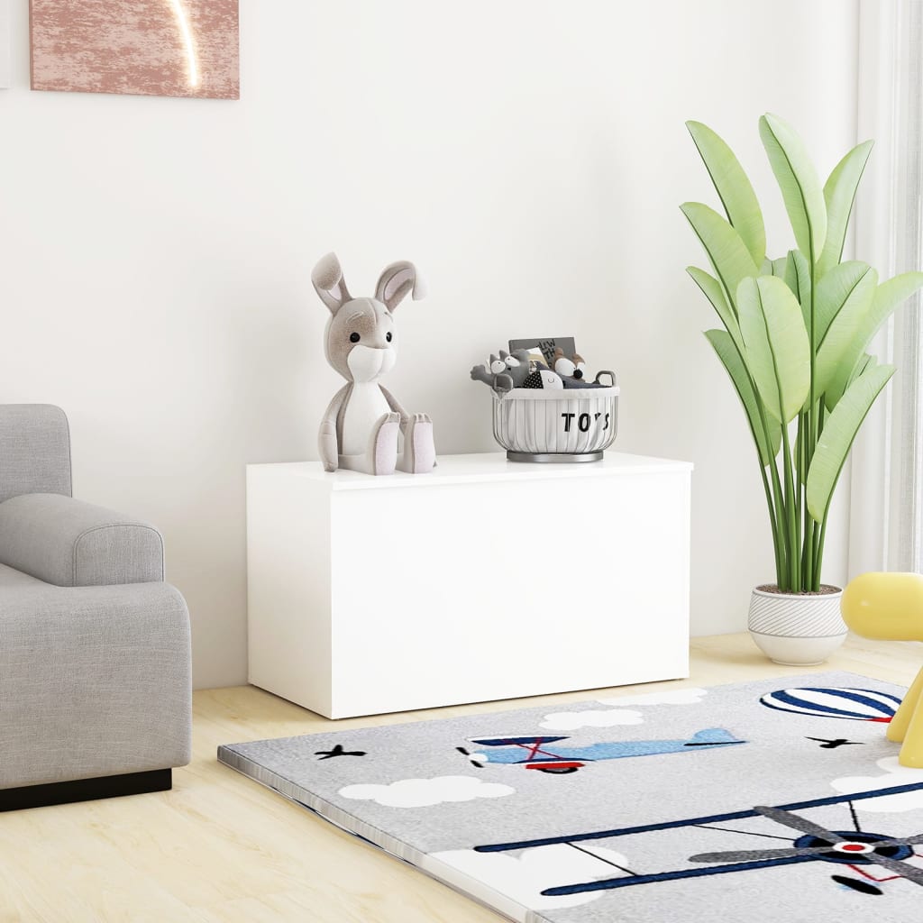 Coffre de rangement Blanc 84x42x46 cm - 4