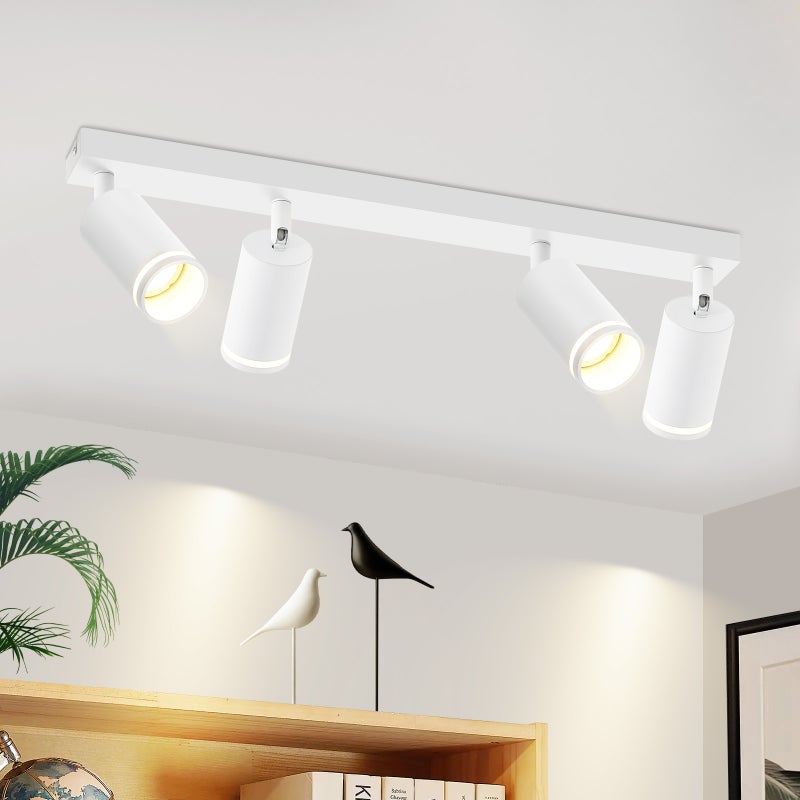 NETTLIFE Biały Reflektorowa sufitowy 4 żarówki nowoczesna lampa sufitowa GU10 regulowane Reflektoroway wewnętrzne metalowe