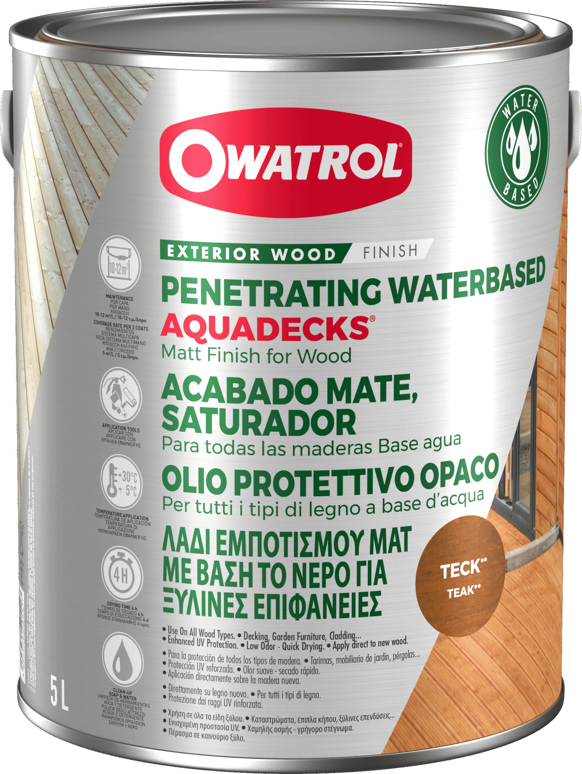 Saturator do wszystkich gatunków drewna Owatrol AQUADECKS Teak 5L