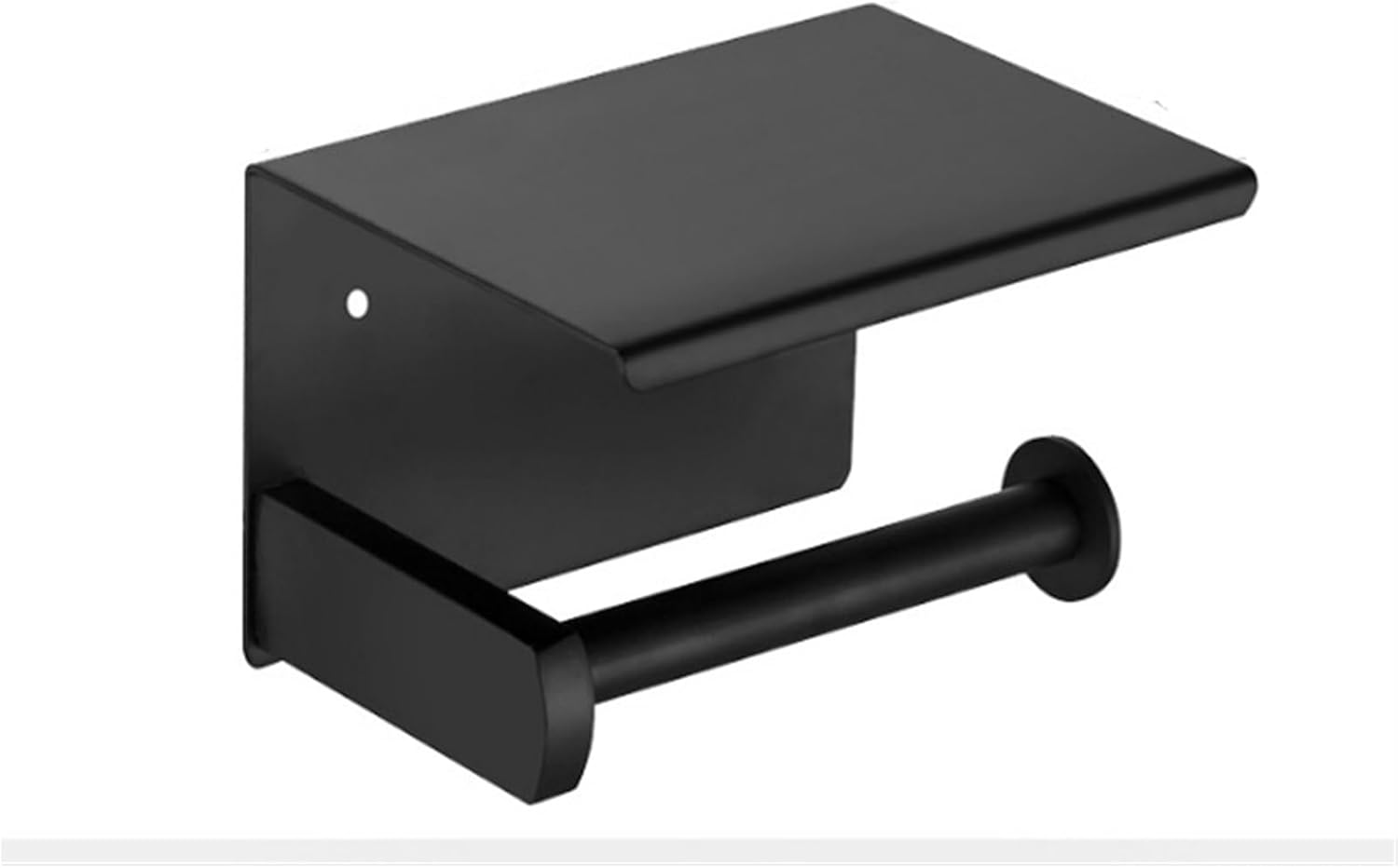 Czarny uchwyt ścienny na papier toaletowy ze stali nierdzewnej z półką na telefon komórkowy do łazienki, 1 sztuka