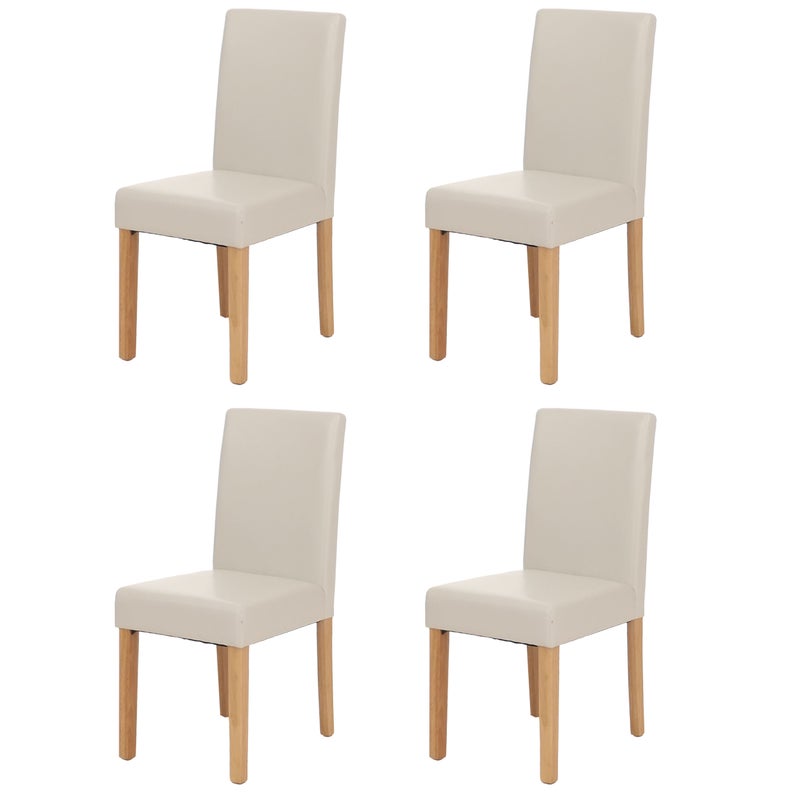Zestaw 4 krzeseł do jadalni Krzesło kuchenne Littau z certyfikatem MVG ~ imitacja skóry, białe, jasne nogi