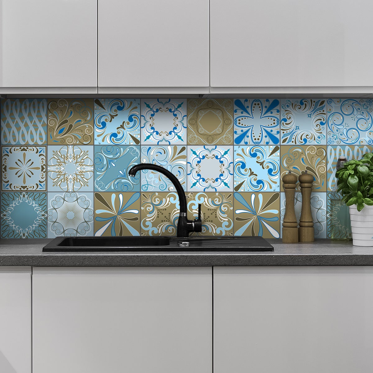 24 vinilos azulejos azulejos bendigo - adhesivo de pared - revestimiento sticker mural decorativo - 24stickers15x15cm