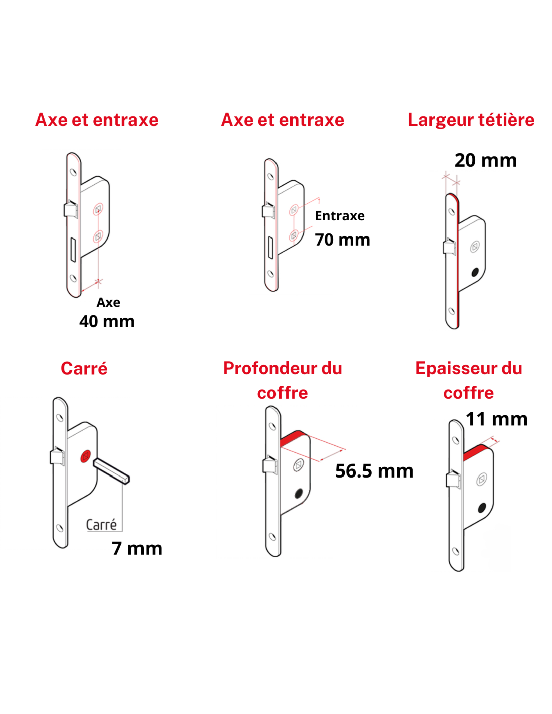 THIRARD - Serrure encastrable NF à condamnation pour salle de bain et toilette, axe 40mm, bouts carrés, noir - THIRARD - 5