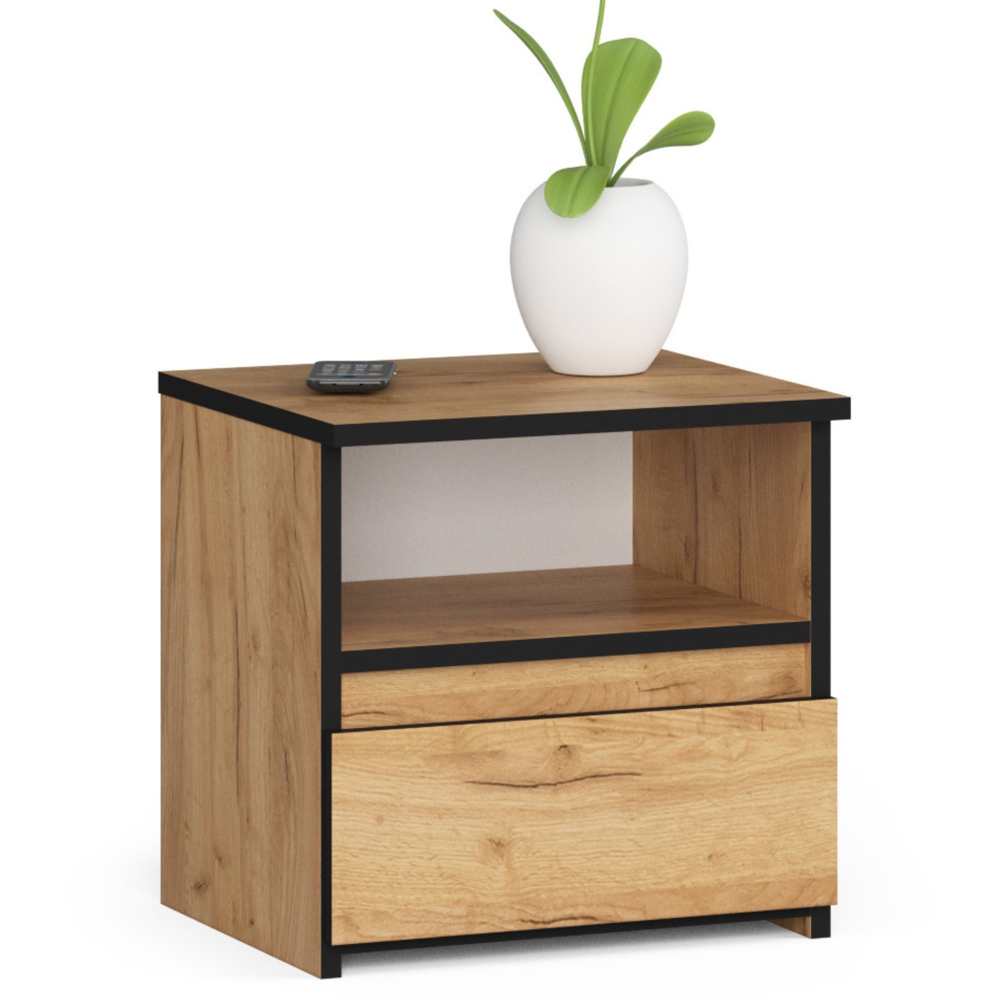 Szafka nocna AKORD CL1 Dąb Craft 40 cm 1 szuflada fronty kolor Dąb Craft 1 półka 40x35x40 cm