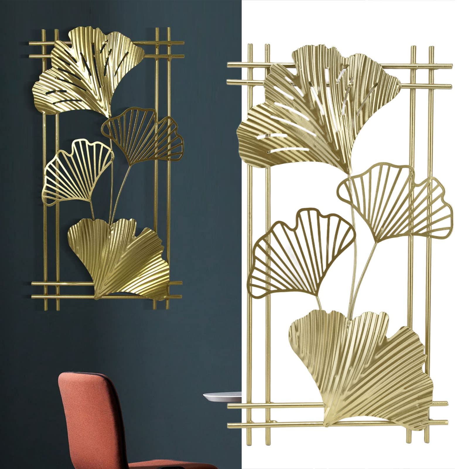 Scultura Da Parete In Metallo – Fiore Minimalista Moderno – Decorazione 60x22 Cm Per Soggiorno, Camera Da Letto O Ufficio - 5