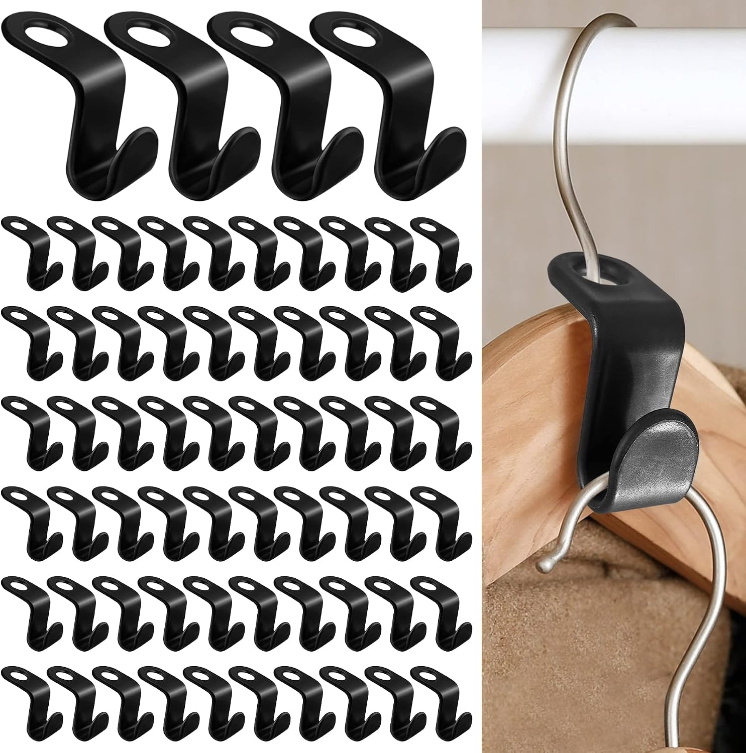 Negro) 62 piezas de ganchos de conexión para perchas, mini perchas en cascada, organizador de armario, ideal para ahorrar espacio en su armario | Leroy Merlin