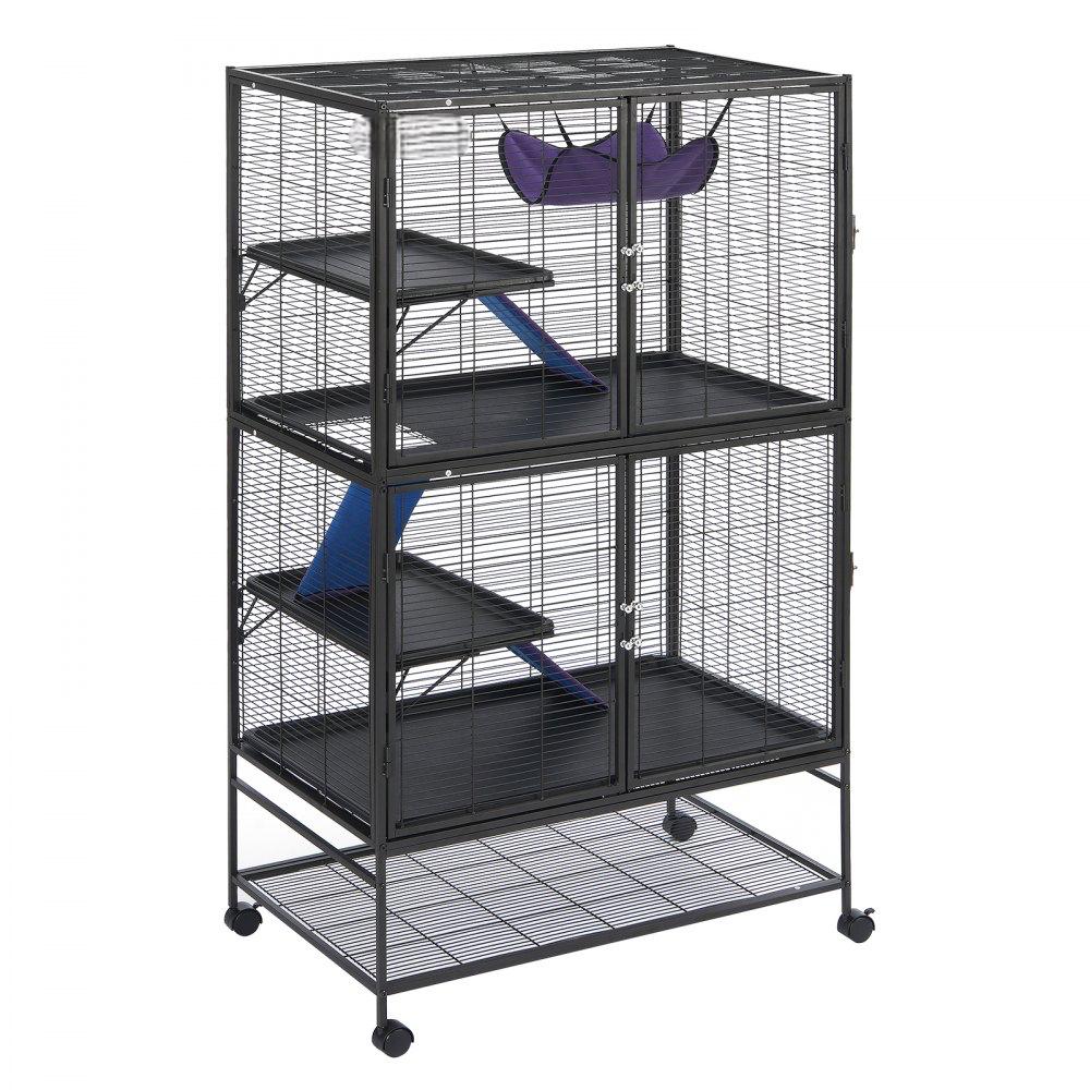 Merlin Cage Cage métallique 165 cm avec rampes, roues et niveaux pour petits ...
