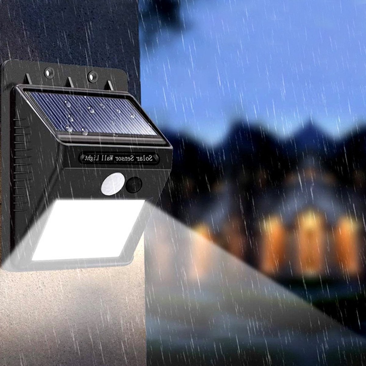 Lampă de perete LED solară puternică cu senzor solar - IP65 - 30 LED-uri, iluminat exterior inteligent și impermeabil cu detector de mișcare
