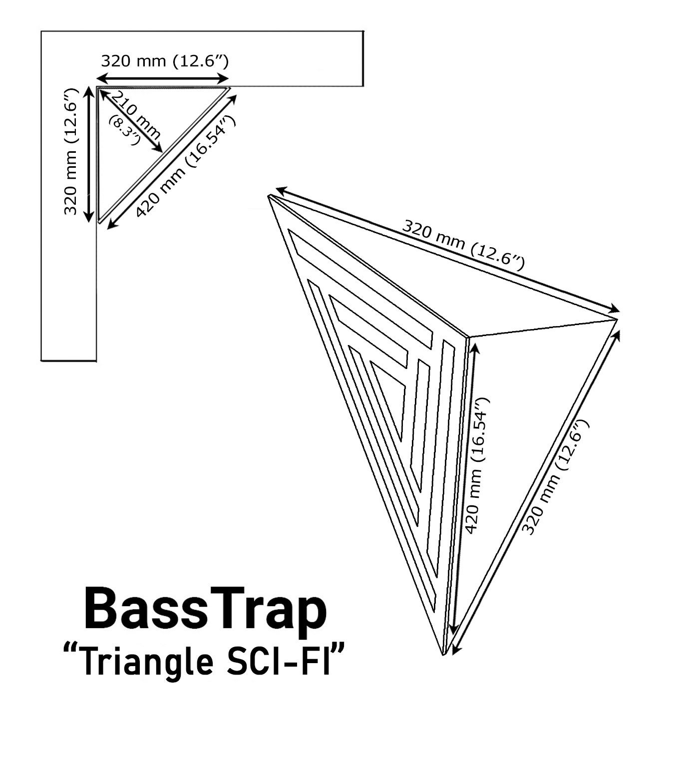 Lot de 2 Pièges à basses d'angle TRIANGLE SCIFI acoustiques insonorisants 42x42x21 cm - MDF perforé laminé et mousse acoustique - Blanc - 4