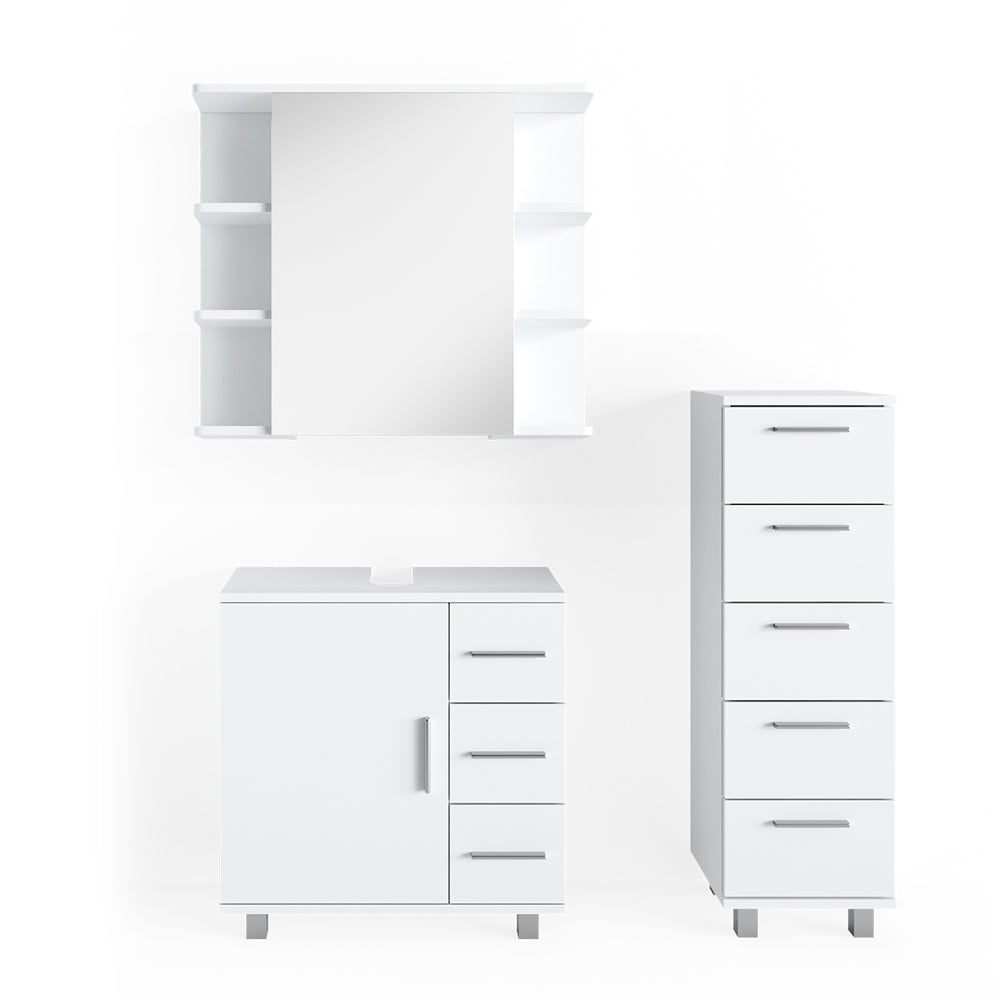 Vicco Zestaw mebli łazienkowych Ilias, Biały, 3 części