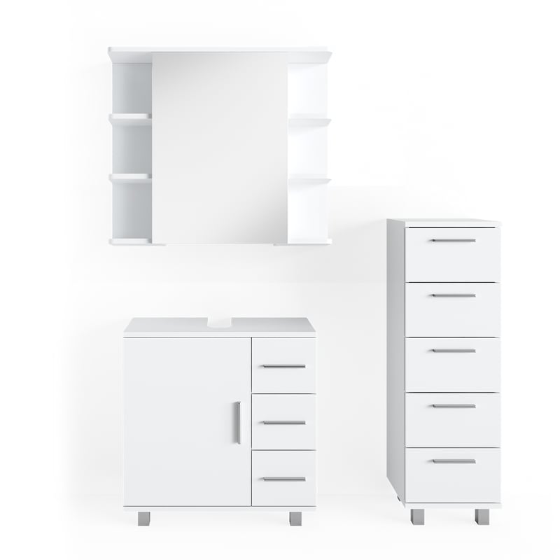 Vicco Zestaw mebli łazienkowych Ilias, Biały, 3 części