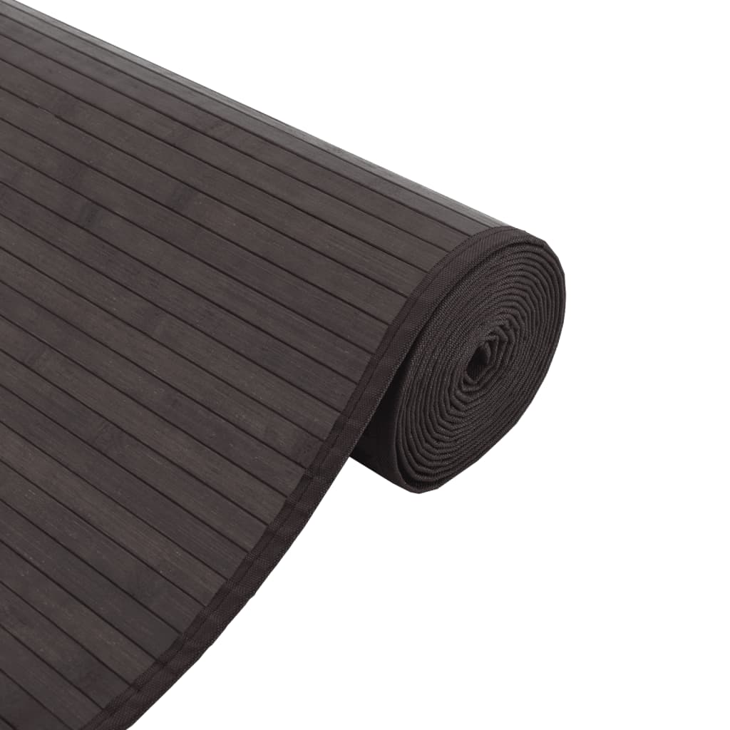 Tapis rectangulaire marron foncé 70x200 bambou - 4