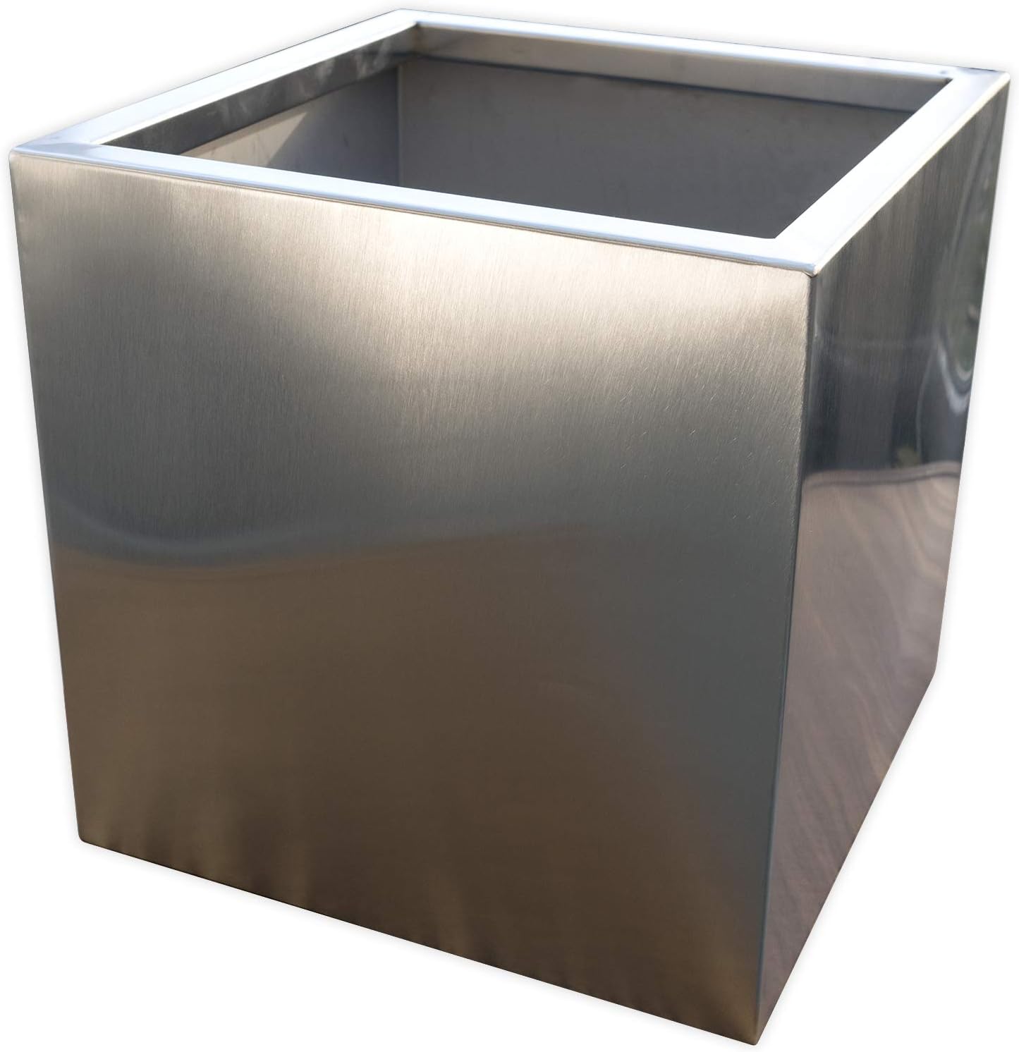 Köhko® designerska doniczka ze stali nierdzewnej VIVO 55 x 55 x 43 cm | matowa szczotkowana doniczka kwadratowa i duża