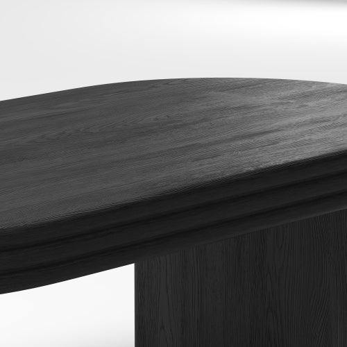 Table basse ovale noir, table d'appoint, table de salon en bois, pour salon et bureau - 9