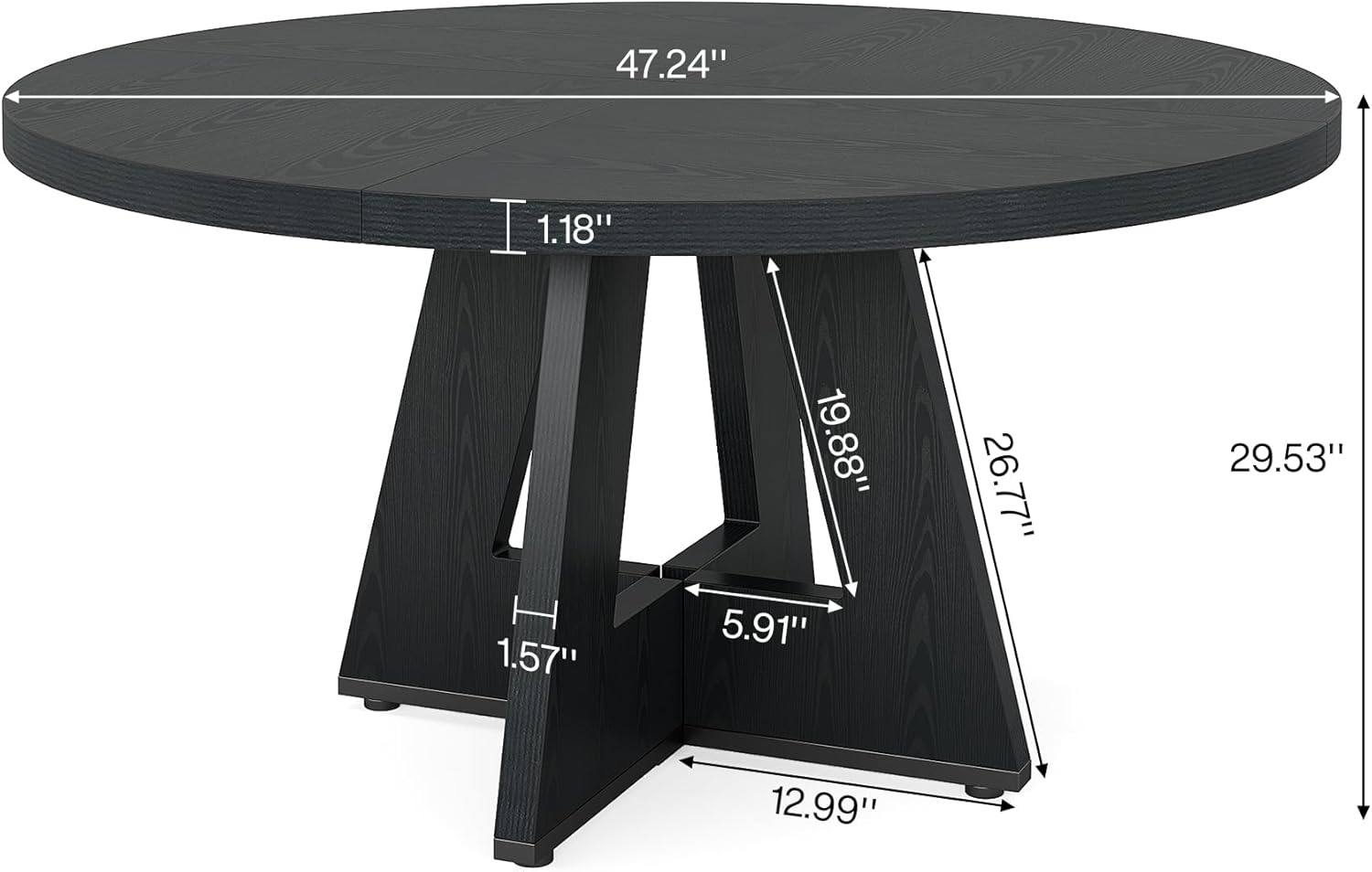 Tribesigns Tavolo Da Pranzo Rotondo 120 Cm Per 4-6 Persone - Moderno Con Base In Metallo, Marrone, Per Cucina E Soggiorno