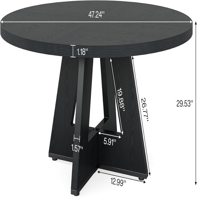 Tribesigns Tavolo Da Pranzo Rotondo 120 Cm Per 4-6 Persone - Moderno Con Base In Metallo, Marrone, Per Cucina E Soggiorno