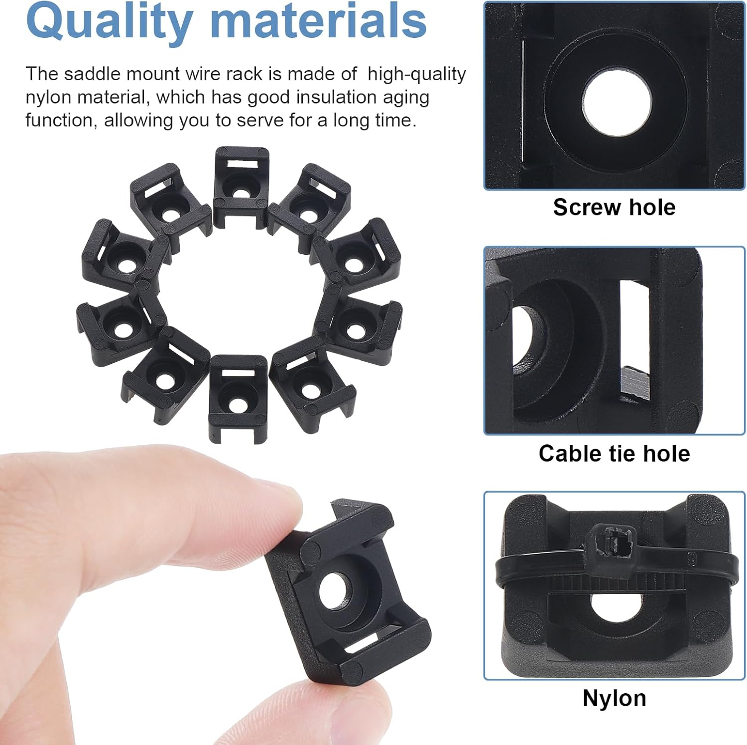 Lot de 200 Serre-Câbles Nylon 150 mm + Supports - Fixation Organisée des Câbles à Maison, Bureau et Extérieur - 3