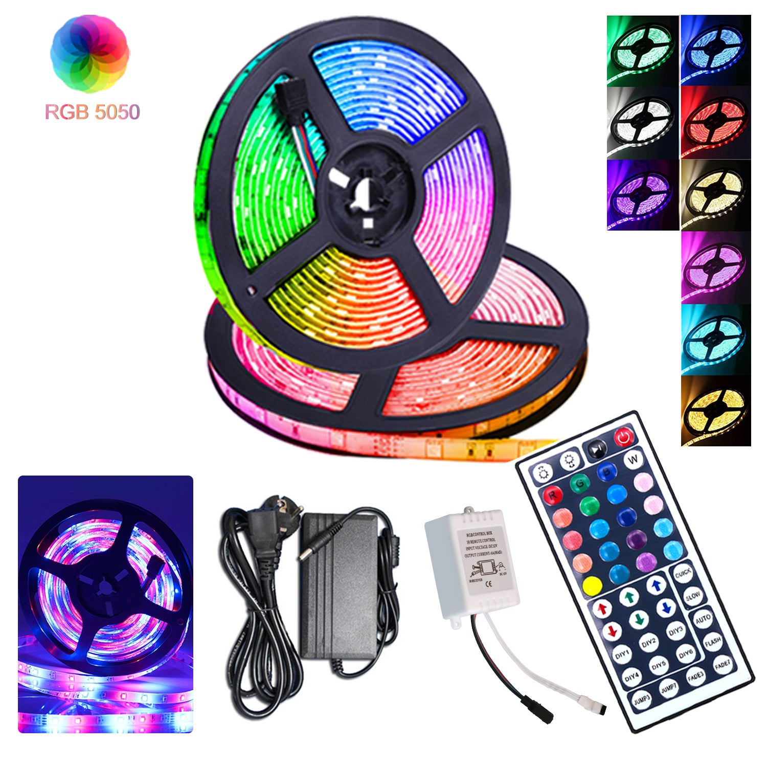 DC 5V telecomando RGB Led Strip Light 5050 30Leds/m Alimentazione a batteria che cambia colore Nastro impermeabile Luci a nastro Striscia di stringa  39