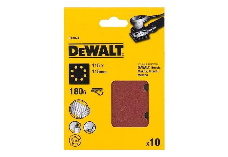 10 Feuilles abrasives DEWALT Grain 180 - 115 x 115 mm - DT3024 - 2
