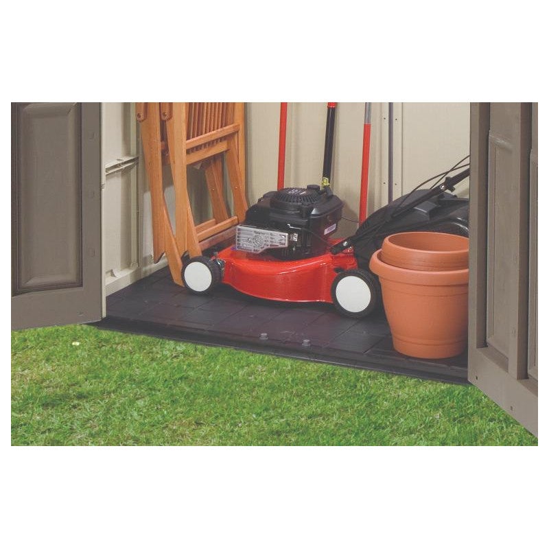 Abri de jardin Keter en résine, 256,5 x 182 x 243 cm, avec plancher, étagères et puits de lumière, beige - 7