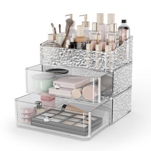 Organisateur Maquillage Transparent 16 Compartiments – ABS Résistant, Imperméable, Idéal Coiffeuse Et Salle De Bain