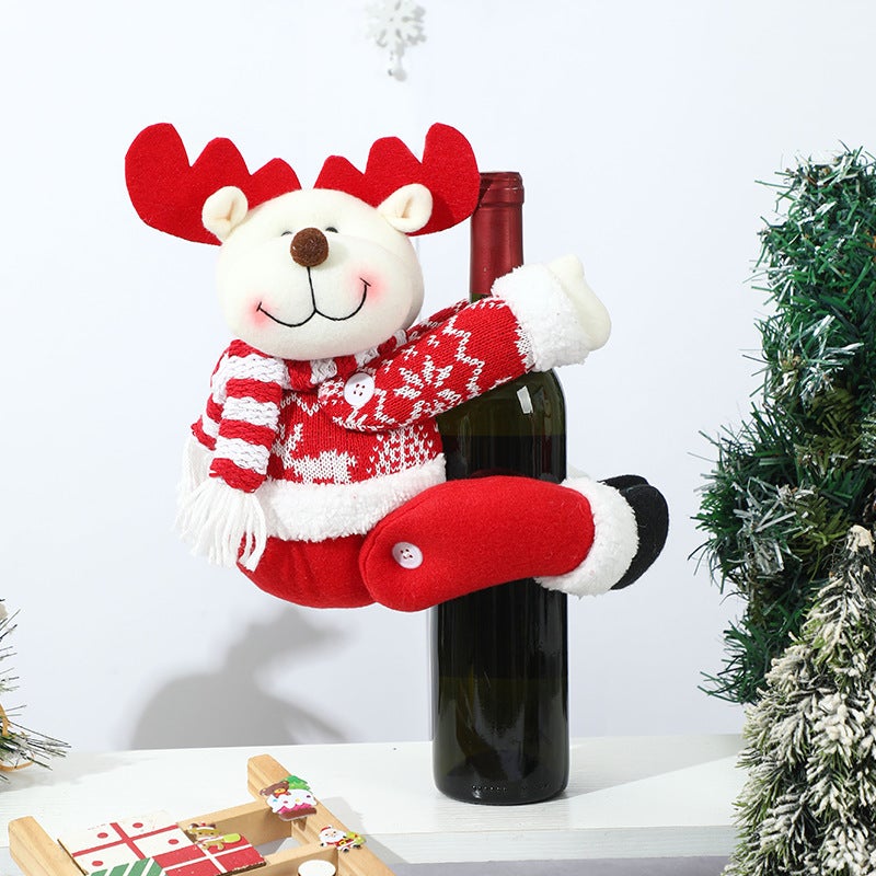 Decorazioni da tavola natalizie pezzo di decorazione per bottiglia di vino peluche natalizio divertente decorazione per tenda da bottiglia vino Hug | Leroy Merlin