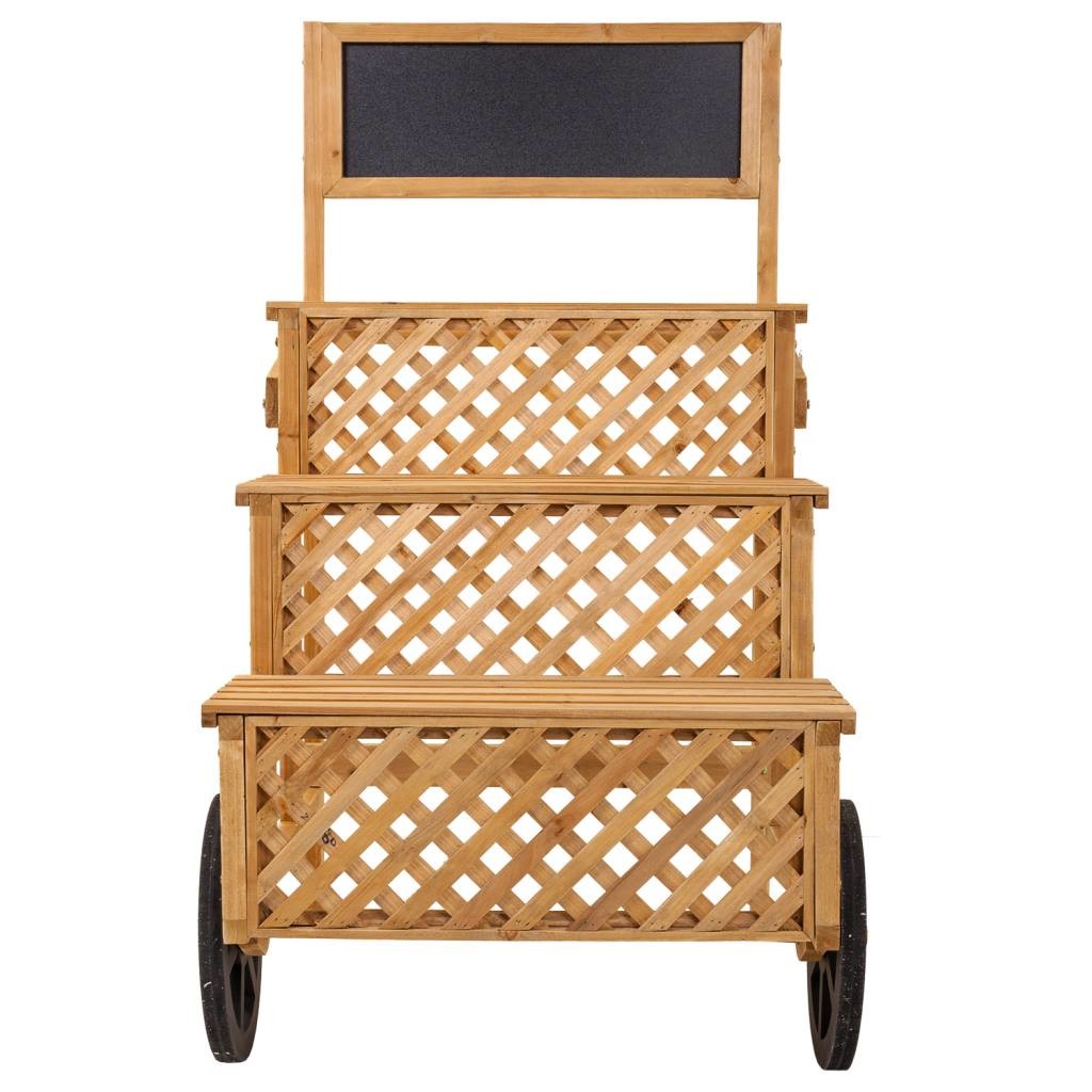 Chariot présentoir en bois marron avec ardoise 70x71x116h - 2