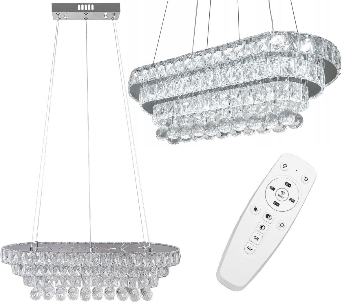 Lampa Sufitowa Wisząca Kryształowa Led Toolight App417-Cp Transparentny