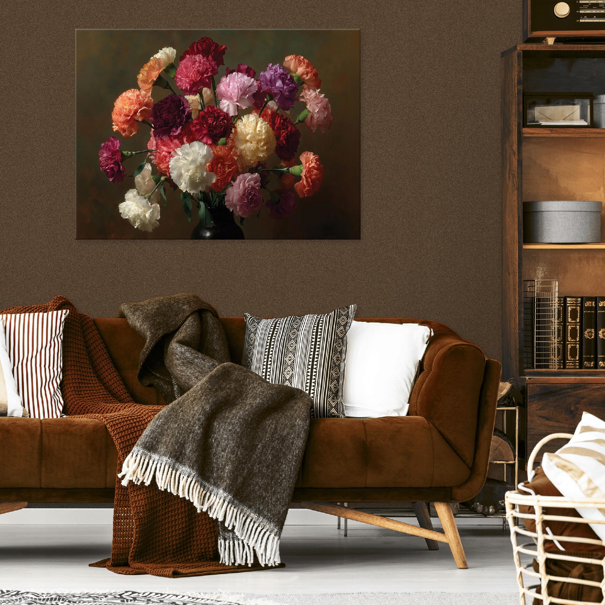 Tableau Décoration Murale Impression Sur Toile Fleurs Brun Abstrait - 100x70 cm - Tableau Décoration Murale Chambre et salon - 2
