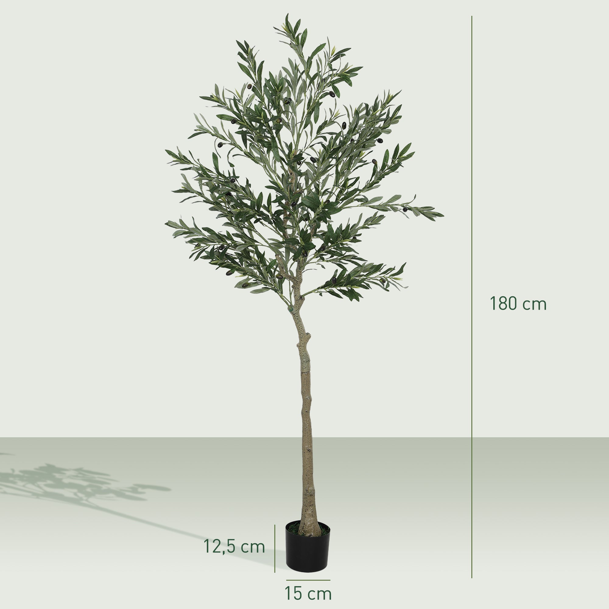 Olivier artificiel 180 cm plante artificielle intérieur, décoration pour maison, bureau, salon, chambre - 5