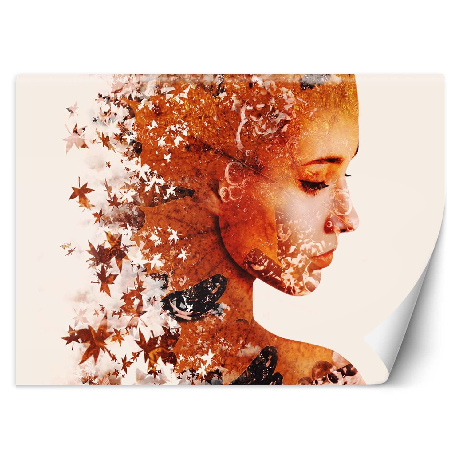 Fototapeta, Kobieta i jesienne liście 400x280