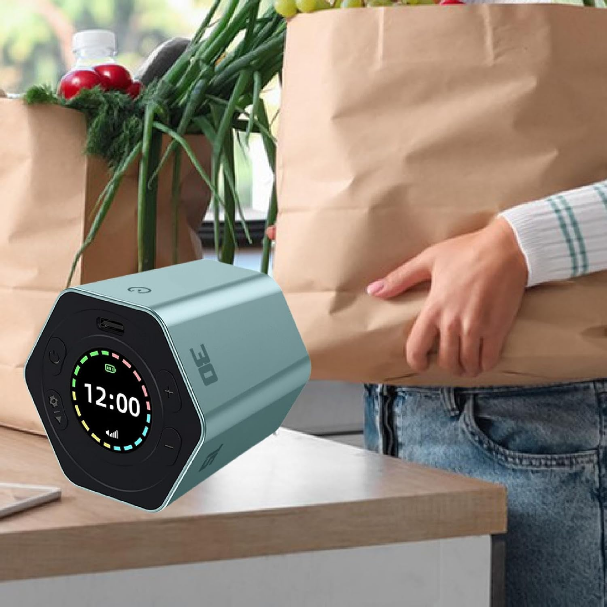 Temporizador Pomodoro com função de balanço, contagem regressiva personalizável de 3/5/10/15/30 minutos para a cozinha, azul. - 4