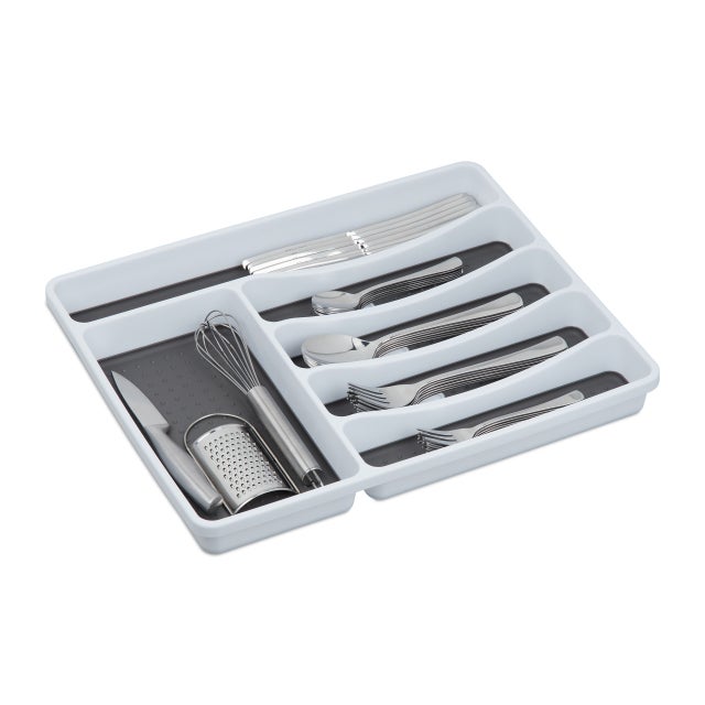 Organizer Portaposate Per Cassetti 31x23x4.5cm Grigio - Divisorio Cucina Impermeabile - Foto 9