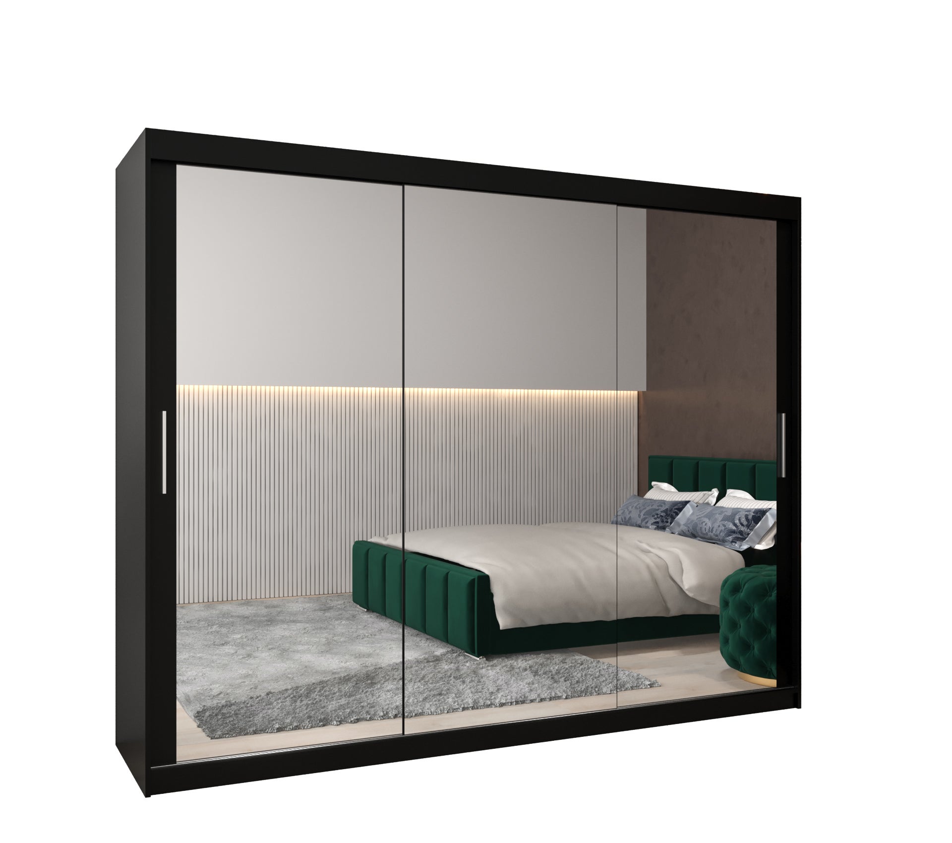 Szafa przesuwna garderoba TOKYO 3 250 x 62 x 200 cm Czarny + Czarny - Abiks Meble