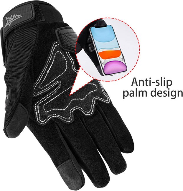 Gants de moto pour homme et femme - Respirants - Écran tactile - Gants de motocross - VTT - Pour la conduite, le cyclisme, la trottinette，XL - 3