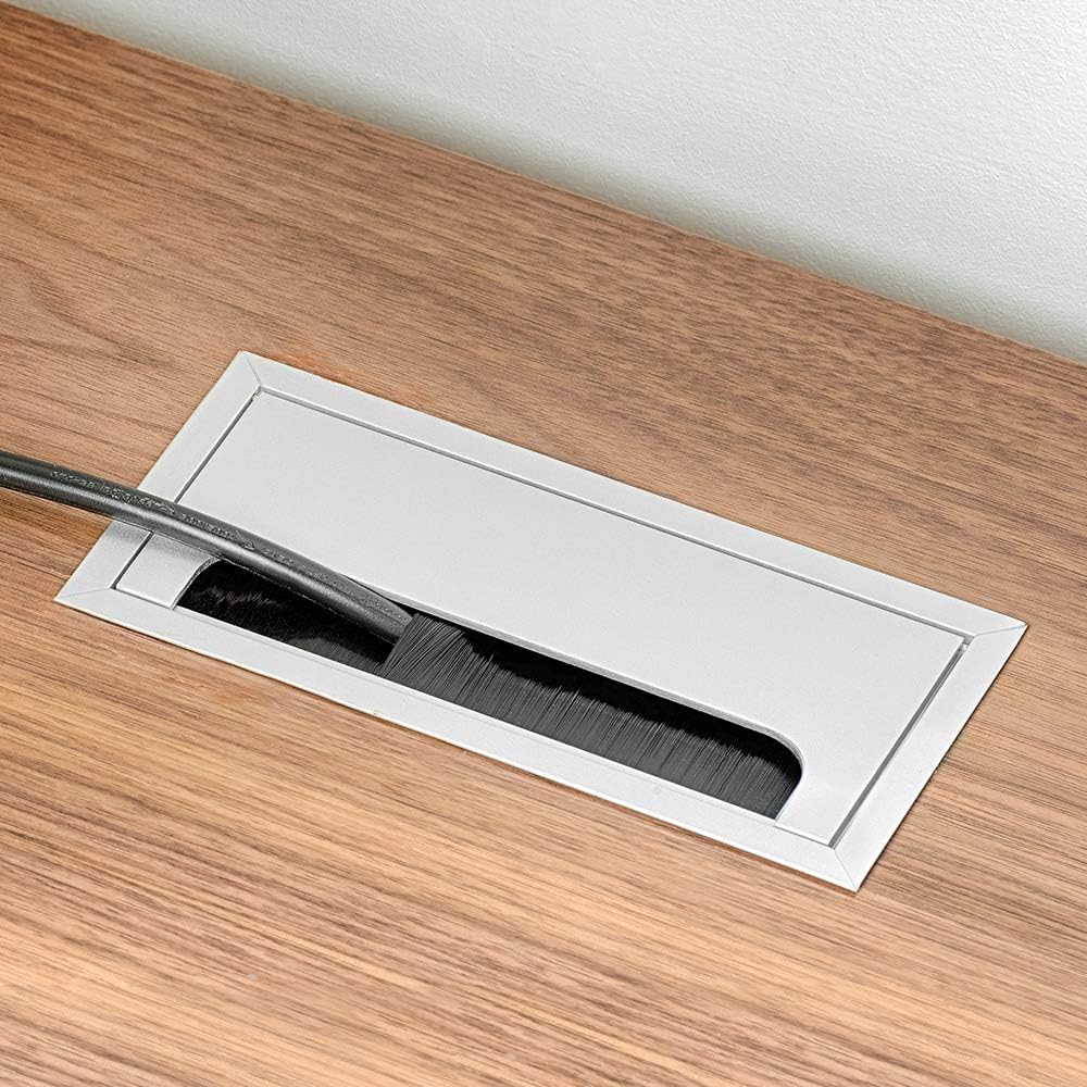Cache-câbles carré, 200x90mm, installation encastrée sur bureau, organisateur de câbles pour meubles - 3
