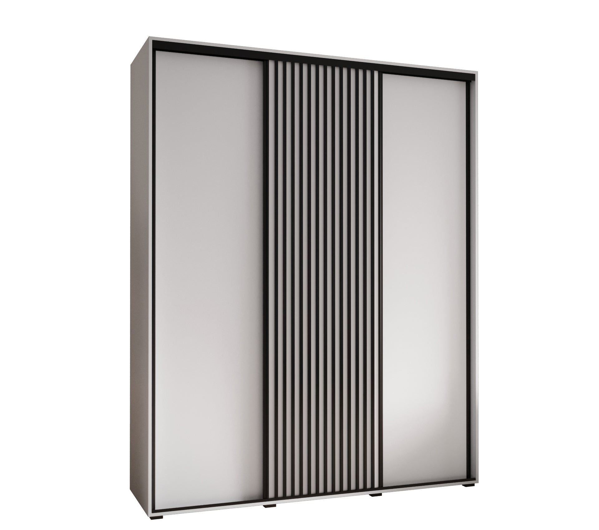 Szafa przesuwna wysoka Lanko 1 190 x 45 x 235,2 cm biały + biały + lamele czarny - Abiks Meble