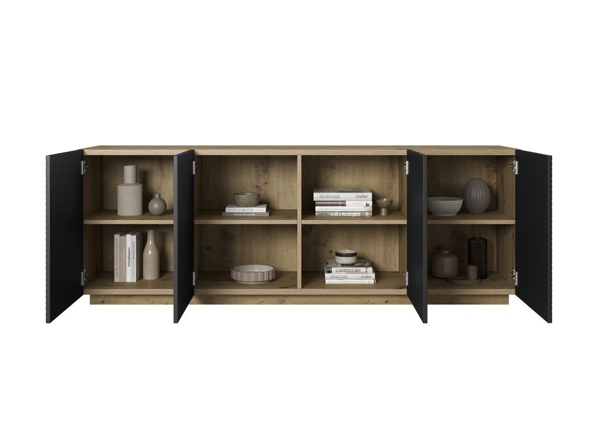 Buffet 4 portes 200 cm ALICE BOBOCHIC Chêne et noir | Leroy Merlin