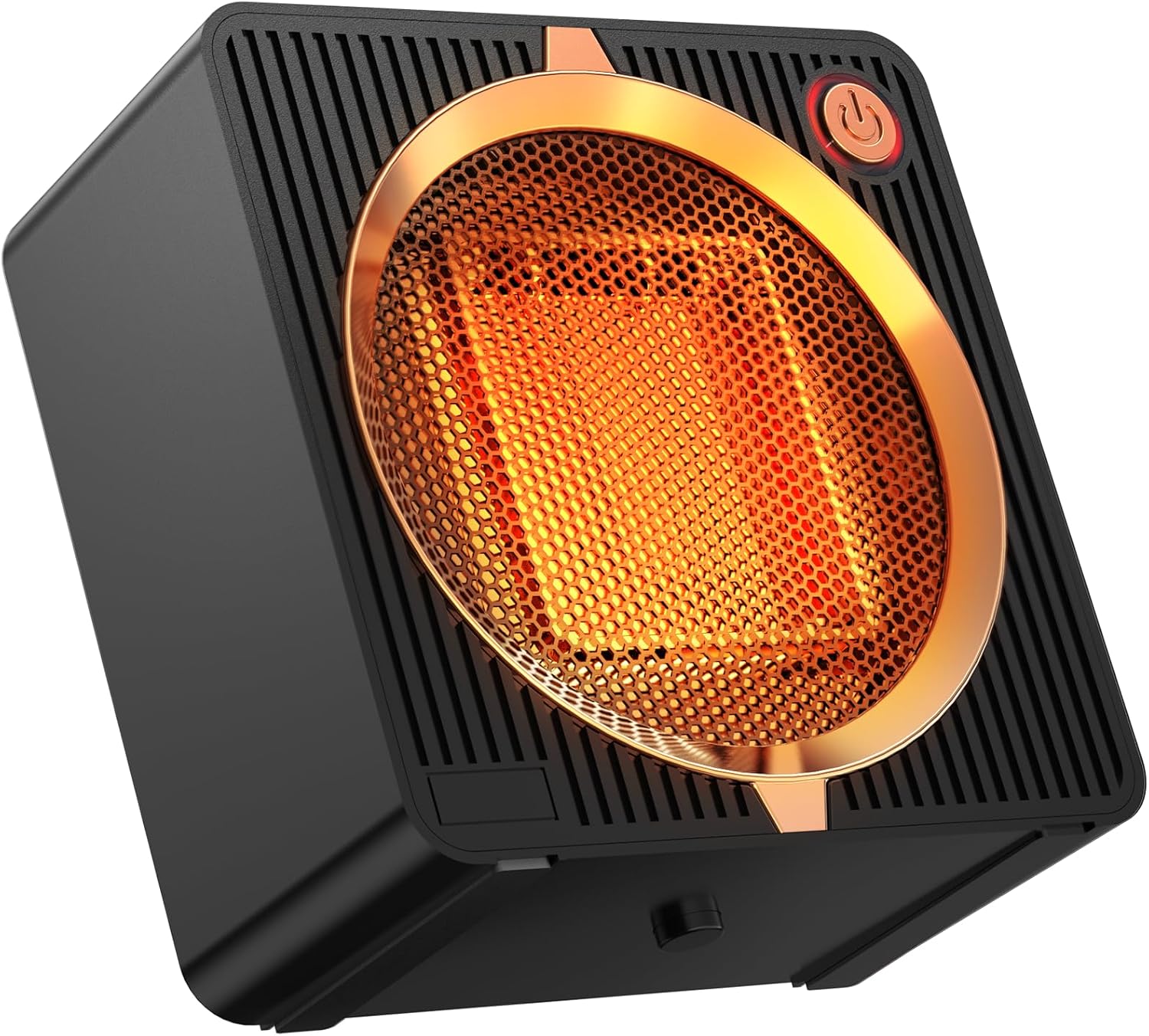 Mały grzejnik, przenośny grzejnik stołowy, ceramiczny grzejnik stołowy PTC, zabezpieczenie przed przewróceniem, odpowiedni do biura i domu, czarny