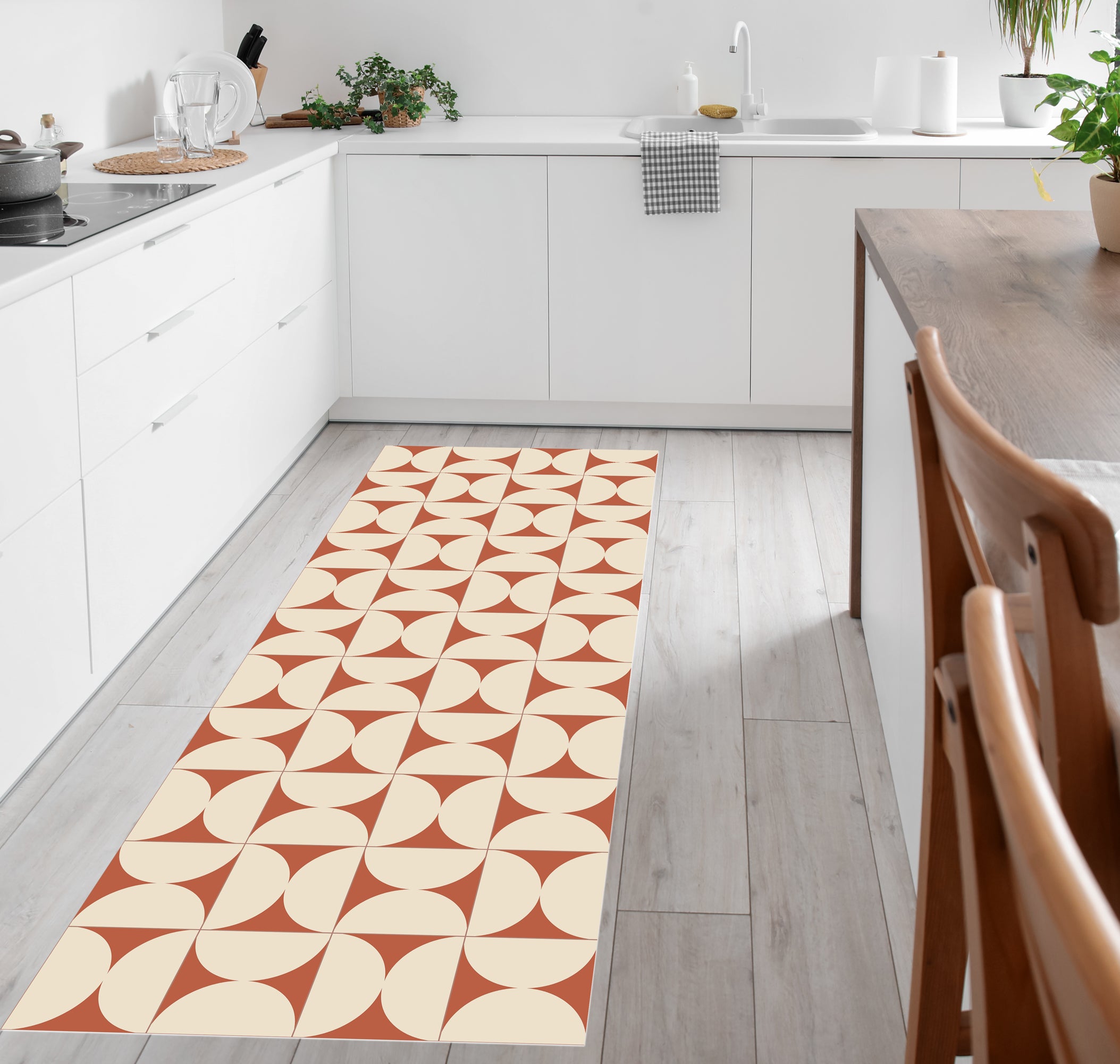 Tapis antidérapant en vinyle Retro terracota 200x300 cm - PVC imprimé, lavable, ignifuge, pour le salon et la cuisine - 3