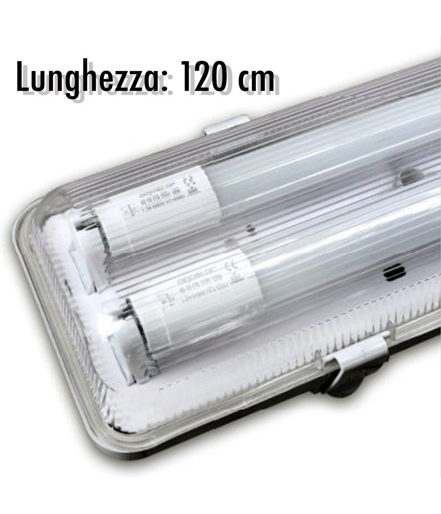 Plafoniera Stagna Per Doppio Tubo LED G13, 120 Cm, Modello Life 39.PFL0212 (tubi Non Inclusi) - 4