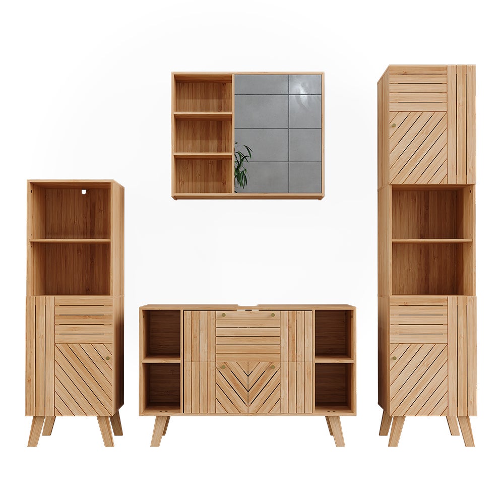 Vicco Zestaw mebli łazienkowych Lucie, Bambus, 4 części