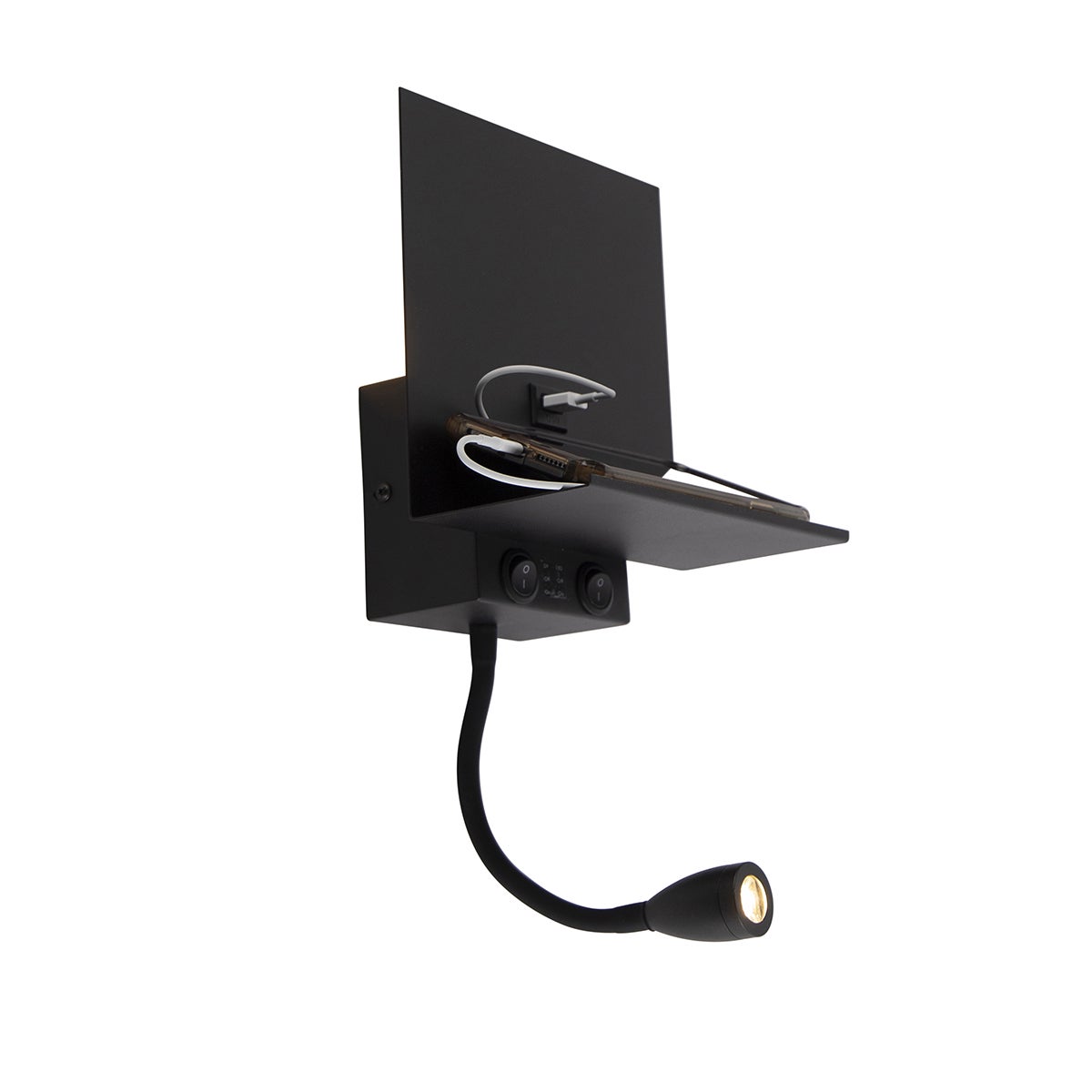 Inteligentna lampa ścienna czarna z USB i ramieniem giętkim w tym Wifi G9 - Flero