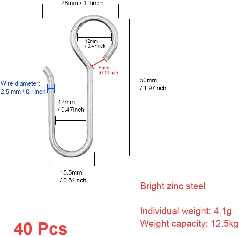 Crochets agrafes pour Rideaux,40 pièces Crochets Rideaux Rail,Crochet pour Rideau en Zinc à Usage intensif,pour Les Rideau de Porte,etc(50x28mm) - 2
