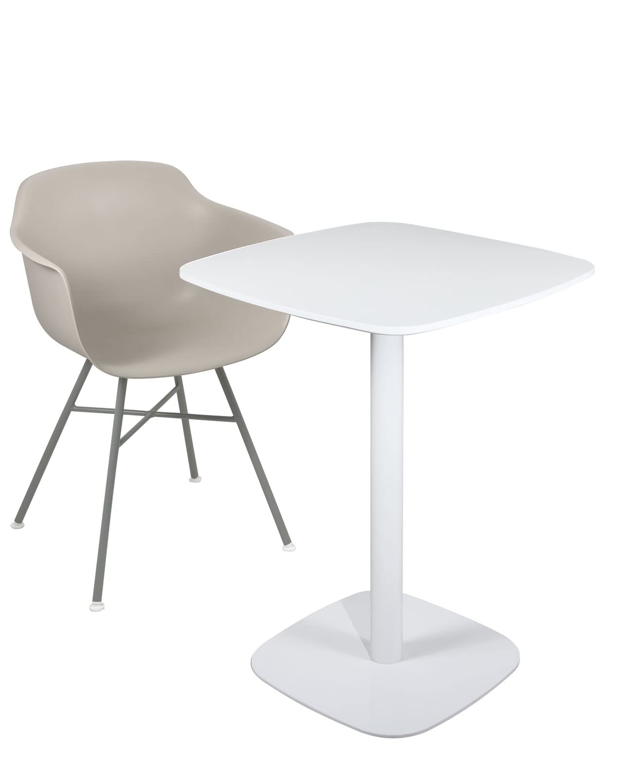 Table Bistrot 60 x 60 cm, Hauteur 75 cm, Pied Métal SILA Blanc - 4